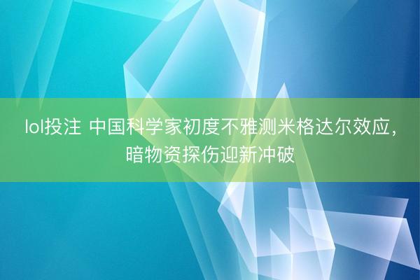 lol投注 中国科学家初度不雅测米格达尔效应，暗物资探伤迎新冲破