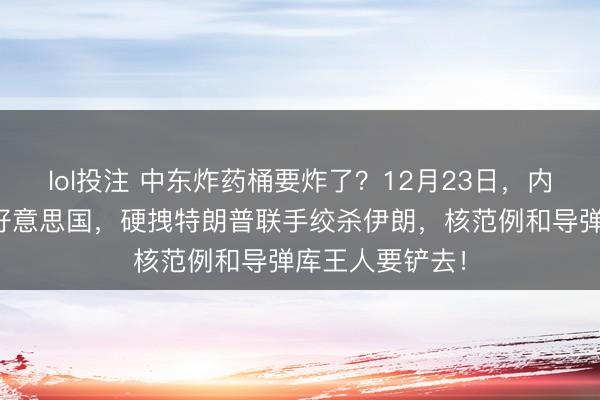 lol投注 中东炸药桶要炸了？12月23日，内塔尼亚胡急访好意思国，硬拽特朗普联手绞杀伊朗，核范例和导弹库王人要铲去！