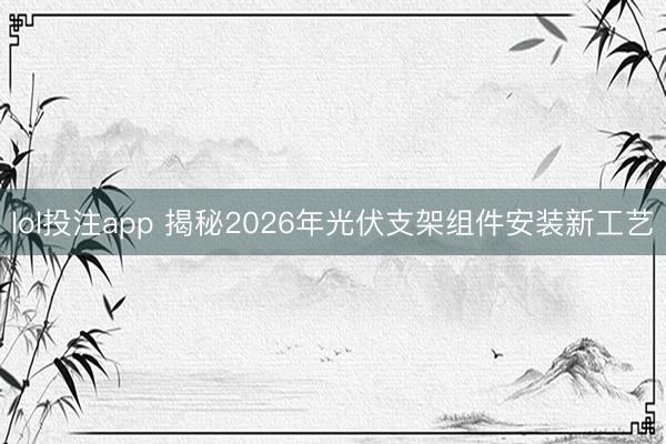 lol投注app 揭秘2026年光伏支架组件安装新工艺