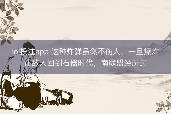 lol投注app 这种炸弹虽然不伤人，一旦爆炸让敌人回到石器时代，南联盟经历过