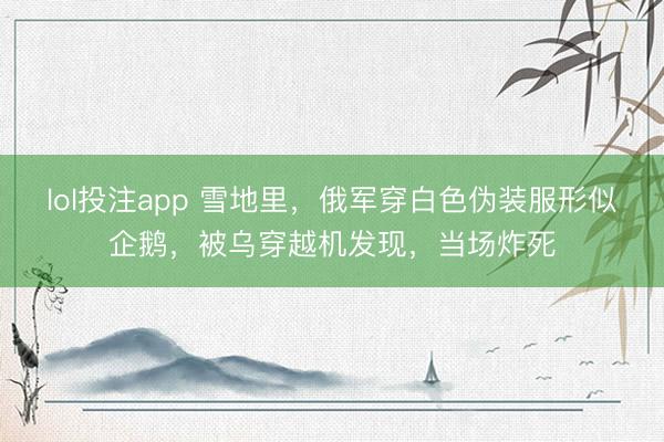 lol投注app 雪地里，俄军穿白色伪装服形似企鹅，被乌穿越机发现，当场炸死