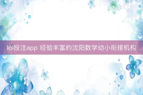 lol投注app 经验丰富的沈阳数学幼小衔接机构