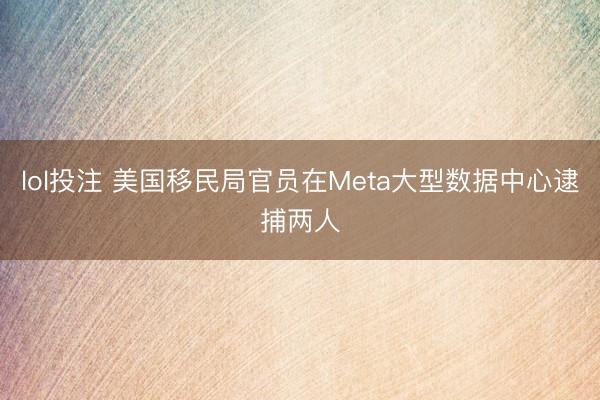 lol投注 美国移民局官员在Meta大型数据中心逮捕两人