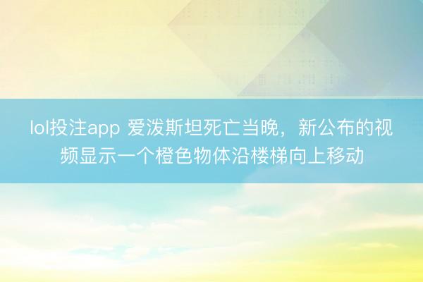 lol投注app 爱泼斯坦死亡当晚，新公布的视频显示一个橙色物体沿楼梯向上移动