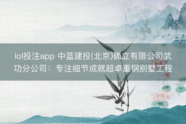 lol投注app 中蓝建投(北京)确立有限公司武功分公司：专注细节成就超卓重钢别墅工程