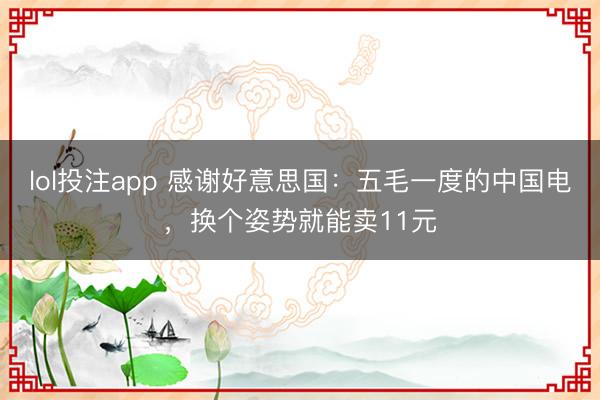 lol投注app 感谢好意思国:五毛一度的中国电,换个姿势就能卖11元