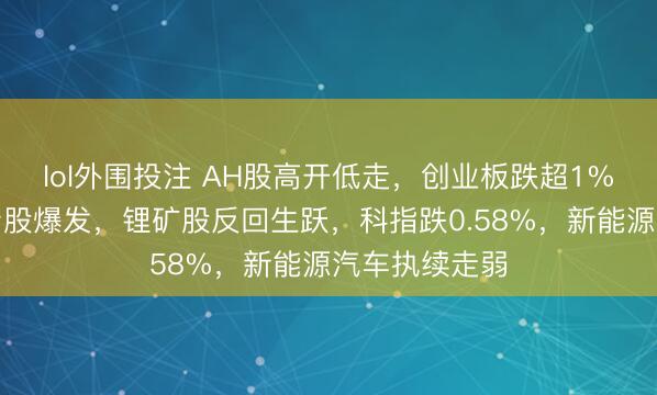 lol外围投注 AH股高开低走,创业板跌超1%,银行、地产股爆发,锂矿股反回生跃,科指跌0.58%,新能源汽车执续走弱