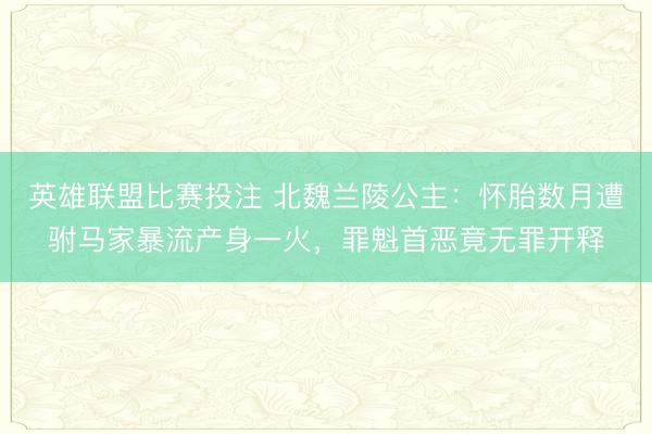 英雄联盟比赛投注 北魏兰陵公主:怀胎数月遭驸马家暴流产身一火,罪魁首恶竟无罪开释