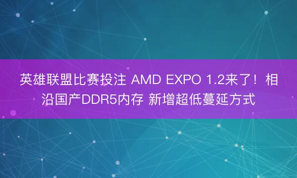英雄联盟比赛投注 AMD EXPO 1.2来了！相沿国产DDR5内存 新增超低蔓延方式