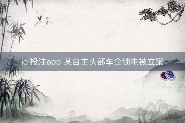 lol投注app 某自主头部车企锁电被立案