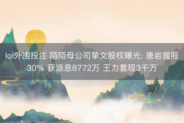 lol外围投注 陌陌母公司挚文股权曝光: 唐岩握股30% 获派息8772万 王力套现3千万