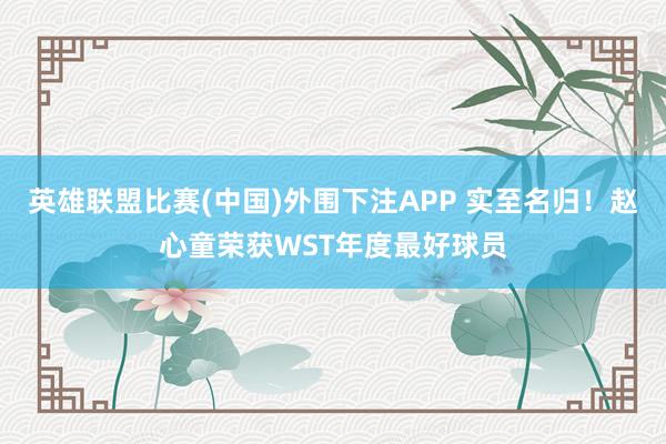 英雄联盟比赛(中国)外围下注APP 实至名归！赵心童荣获WST年度最好球员
