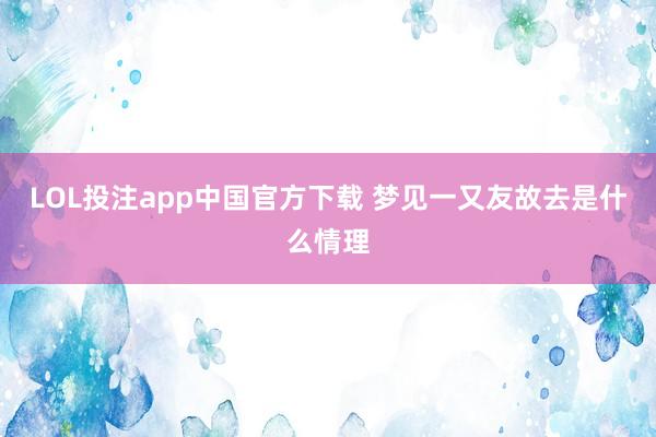 LOL投注app中国官方下载 梦见一又友故去是什么情理