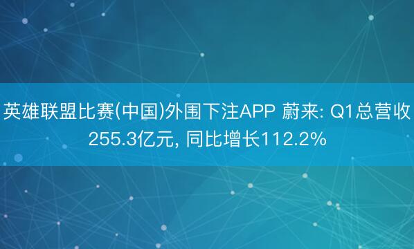 英雄联盟比赛(中国)外围下注APP 蔚来: Q1总营收255.3亿元， 同比增长112.2%