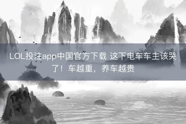 LOL投注app中国官方下载 这下电车车主该哭了！车越重，养车越贵