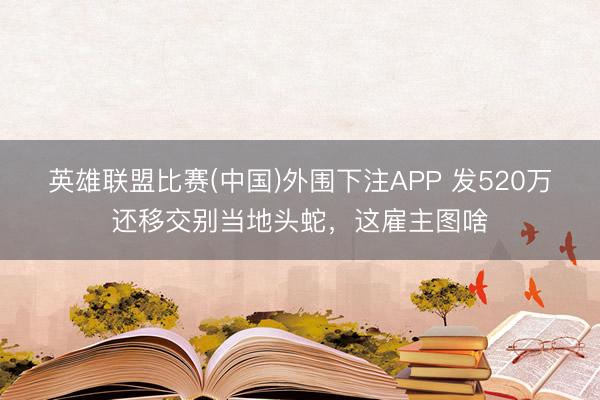 英雄联盟比赛(中国)外围下注APP 发520万还移交别当地头蛇，这雇主图啥