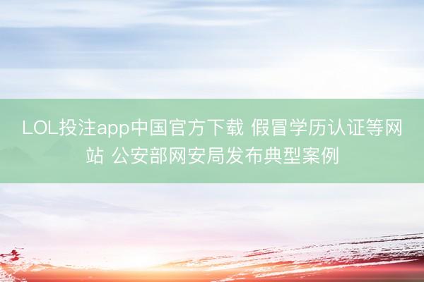 LOL投注app中国官方下载 假冒学历认证等网站 公安部网安局发布典型案例