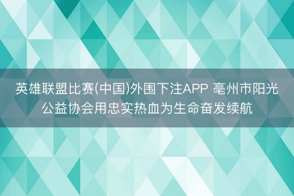 英雄联盟比赛(中国)外围下注APP 亳州市阳光公益协会用忠实热血为生命奋发续航