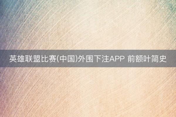 英雄联盟比赛(中国)外围下注APP 前额叶简史